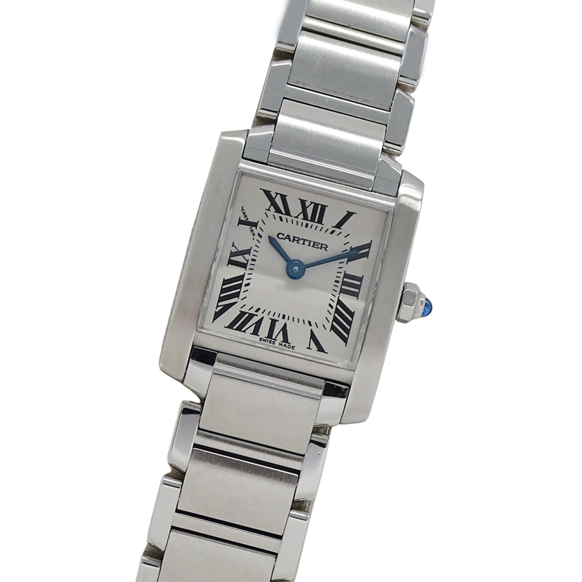 Cartier Tank Française Women's Watch, Small Quartz, Stainless Steel, W51008Q3, Silver/Ivory, Polishe