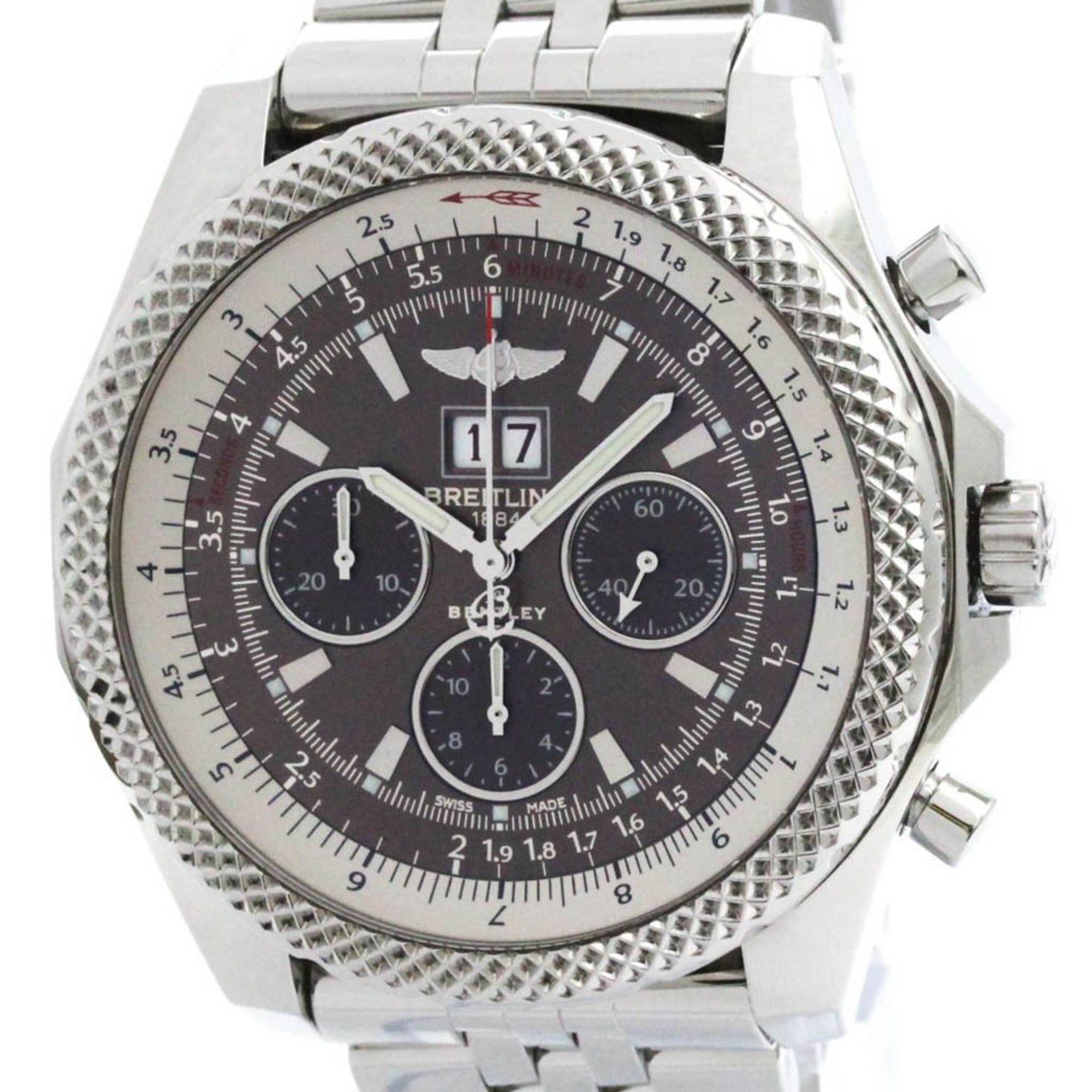 Polished BREITLING Bentley 6.75 Steel Automatic Mens Watch A44364