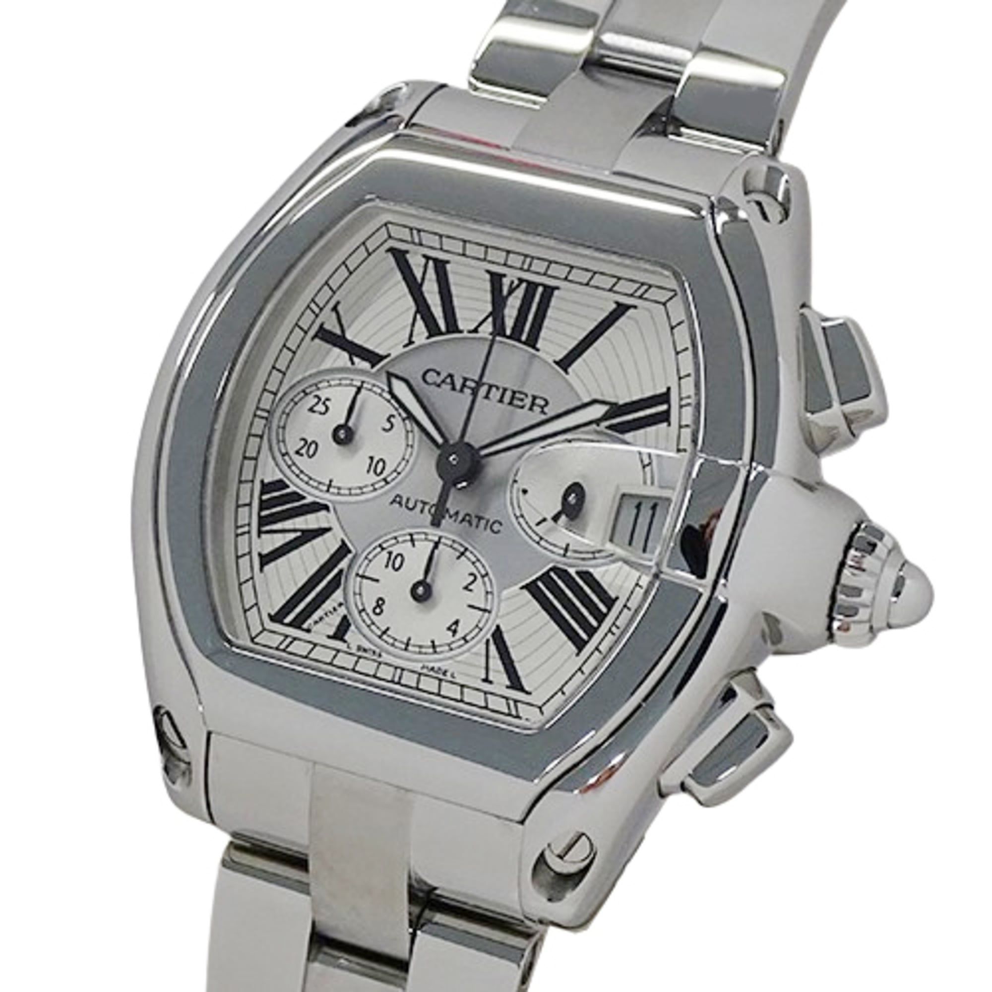 Cartier Men's Roadster Chronograph Watch with Date Display, Automatic Movement, Stainless Steel, W62