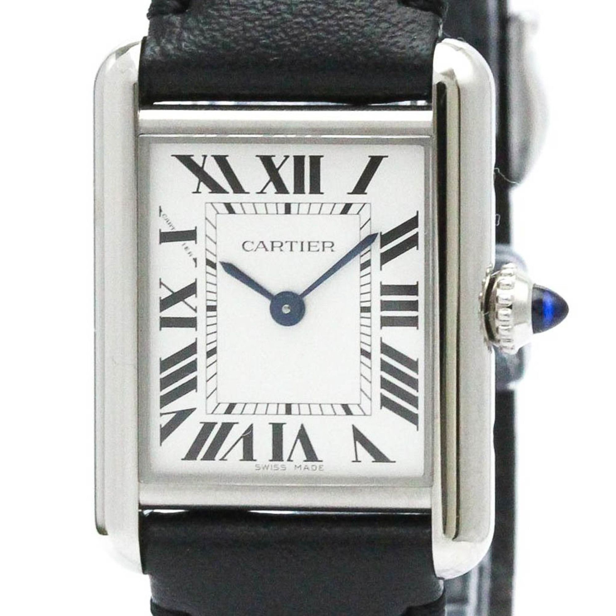 Polished CARTIER Tank Must SM Steel Solar Ladies Watch WSTA0060