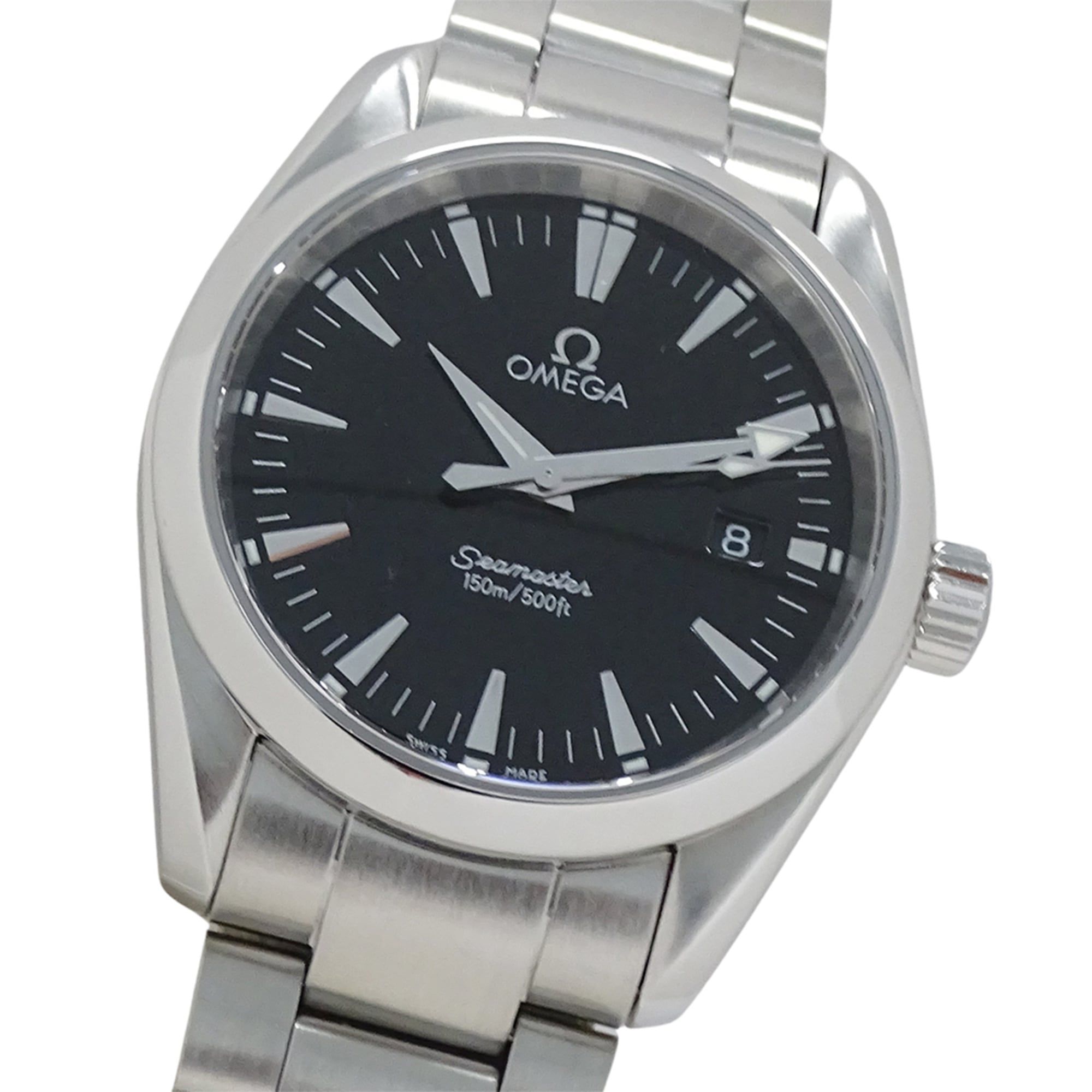 OMEGA Seamaster Aqua Terra 2518.50 Boys' Brand Watch Date Quartz QZ Stainless Steel SS Silver Black