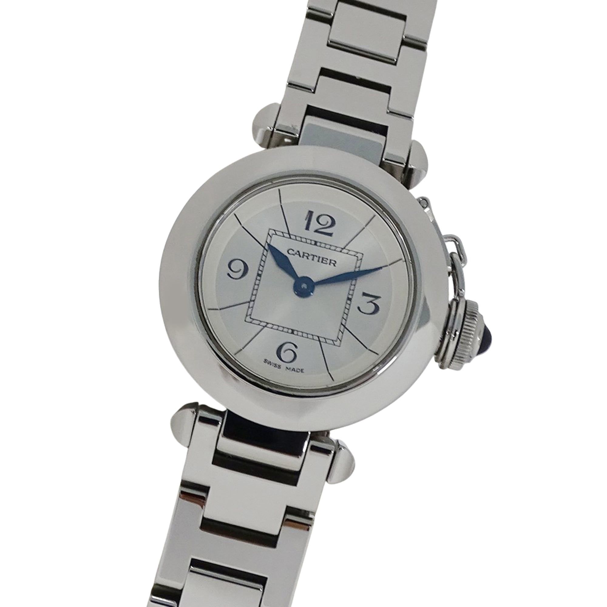Cartier Miss Pasha Quartz Watch for Women, QZ Stainless Steel, W3140007, Silver, Round, Polished