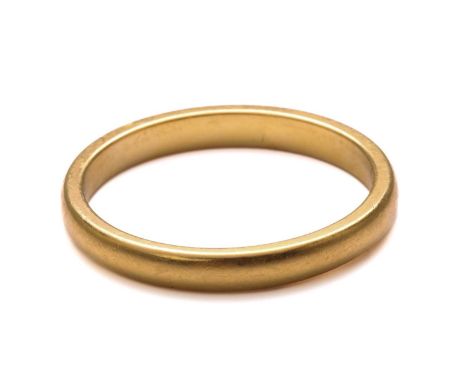WaterAid UK Charity lot - A 22ct yellow gold wedding band, consisting of a plain D-profile shank, Birmingham hallmarked '22',