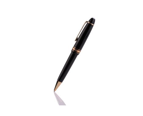 A Montblanc Meisterstück Classique rollerball pen, with twist action in black resin, gold-tone hardware, and emblem inlaid in