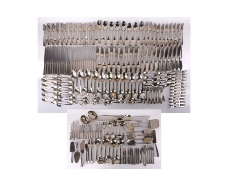 An extensive German silver  Werkbund style (800) part canteen of silver flatware and cutlery by Franz Bahner & CoIncluding:23