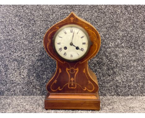 Inlaid mahogany tulip mantle clock