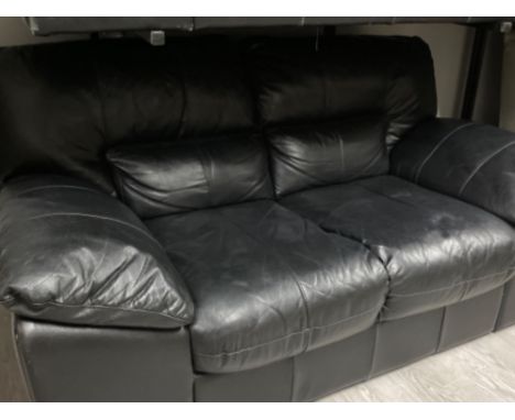 Black leather 2 seater sofa