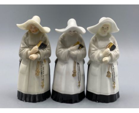 3 Royal Worcester Candle snuffers The Abbess (nuns)