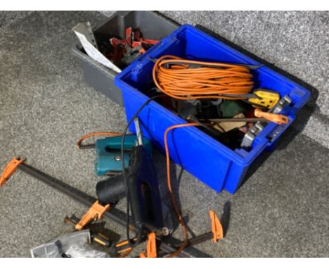 Miscellaneous vintage &amp; electric hand tools, including clamps, sander etc