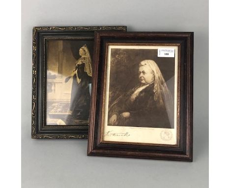 PAIR OF PRINTS DEPICTING QUEEN VICTORIA, each framed and under glass, the larger 30cm x 24cm overall