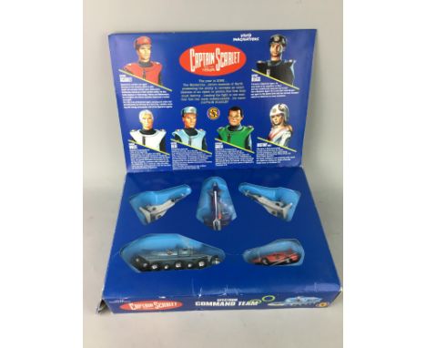 CAPTAIN SCARLETT AND THE MYSTERONS SPECTRUM COMMAND TEAM, in box, along with a cased chess set and a cased backgammon set (3)