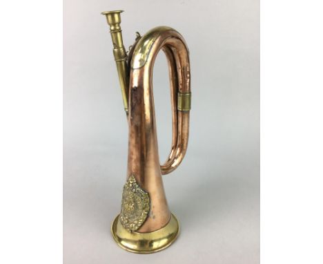 BRASS AND COPPER BUGLE, with Argyle &amp; Sutherland Highlanders badge