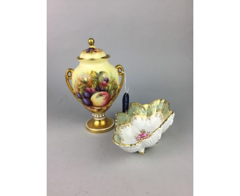 AYNSLEY ORCHARD URN SHAPED GOLD LIDDED VASE, 22.5cm high, along with four other Aynsley items