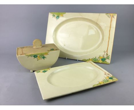 BIARRITZ PART DINNER SERVICE, with Bizzare by Clarice Cliff decoration, including a lidded tureen, 20cm wide