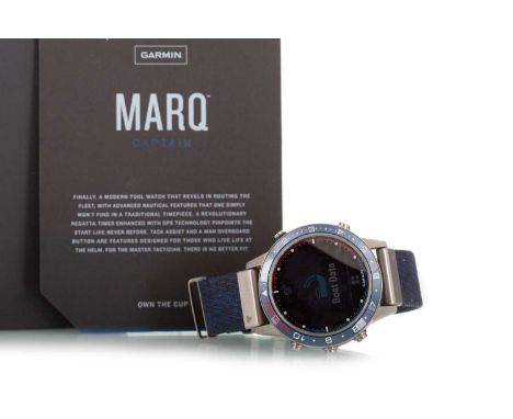 GARMIN SMART WATCH the round digital display with 46mm brushed titanium case and dial, ceramic GPS enhanced regatta timer wit