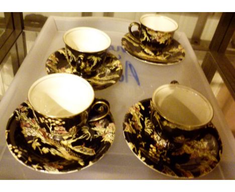 Four Royal Winton Grimwades Pekin cups and saucers 