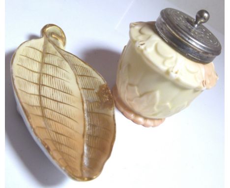 Royal Worcester mustard pot and a blush ivory pin dish