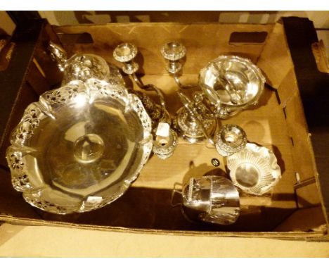 Quantity of silver plate including teapot and footed bowl