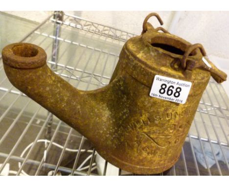 Cast iron road menders warning lamp by C Wells L: 23 cm