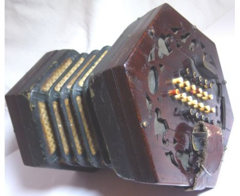 Probably Lachenal 48 button rosewood accordian, one bone button missing and splits to rosewood - bellows appear sound 