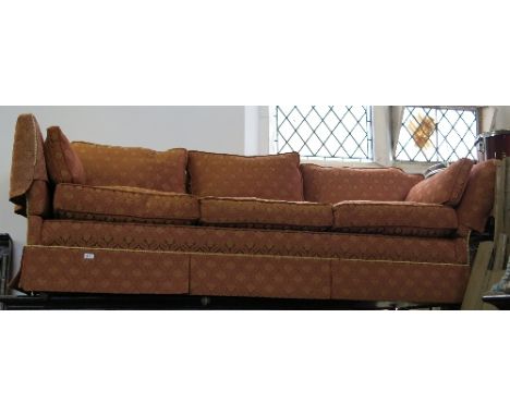 A Knoll style drop end sofa, having fire labels, width 86ins