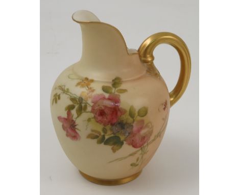 A Royal Worcester ivory flat back jug, printed with floral sprays, dated 1905, shape number 1094, height 4.5ins  Condition re