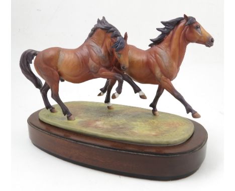 A Royal Worcester Limited Edition model, "Galloping Ponies", modelled by Doris Lindner, with certificate 126/500 Condition re