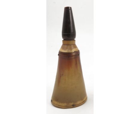 A horn powder flask, with screw top, height 6.25ins 