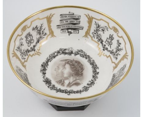 A Royal Worcester limited edition bowl, The Silver Wedding Bowl, designed by Peter Ewence, with plinth and certificate, diame