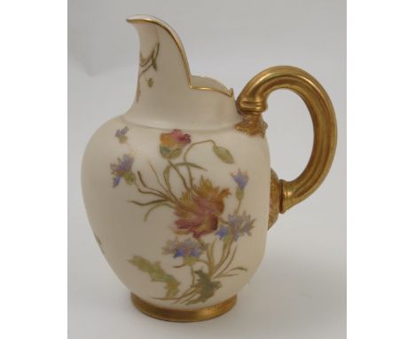 A Royal Worcester ivory flat back jug, printed with floral sprays, dated 1892, shape number 1094, height 5ins  Condition repo