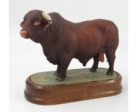 A Royal Worcester model, Santa Gertrudis Bull, modelled by Doris Lindner, with plinth but NO certificate Condition report: go