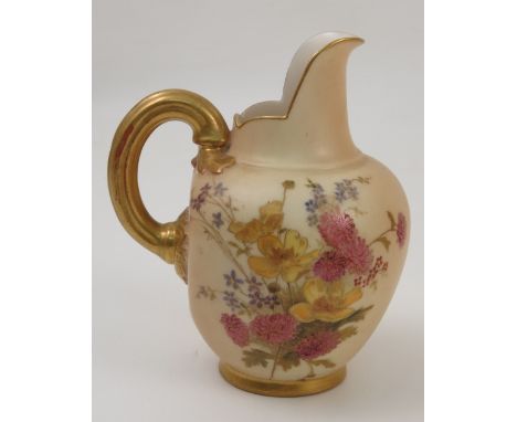 A Royal Worcester ivory flat back jug, printed with floral sprays, dated 1901, shape number 1094, height 5ins  Condition repo