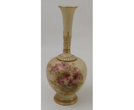 A Royal Worcester blush ivory vase, decorated with floral sprays, dated 1908, shape number 1661, height 9ins Condition report