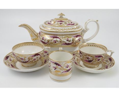 A group of 19th century Derby and Bloor Derby table ware, to include a bowl, dishes, cups, coffee can, saucers, and tea pot, 