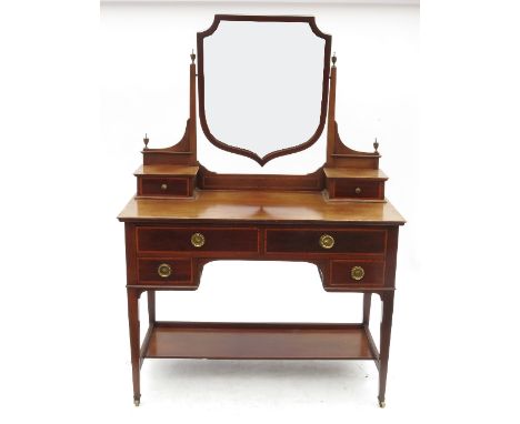 A late 19th century mahogany mirror back dressing table, fitted two short drawers, and two short drawers over two drawers to 