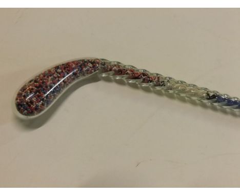 Circa 1910 bead filled walking stick or frigger with multi-coloured bead filled interior, 48ins long  