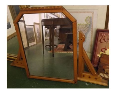 Aesthetic Movement light oak framed dressing table mirror with swivel fitting and brackets, mirror 29ins x 22ins 