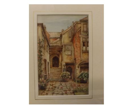 W R Weyer, monogrammed watercolour, Strangers Hall, 8 x 5ins  
