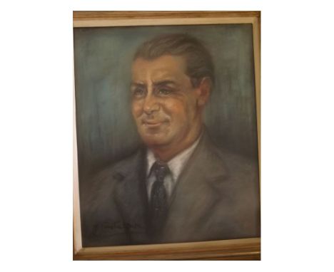 M Forestier-Walker, signed pastel, Head and shoulders portrait of a man wearing suit and tie, 25 x 21ins  