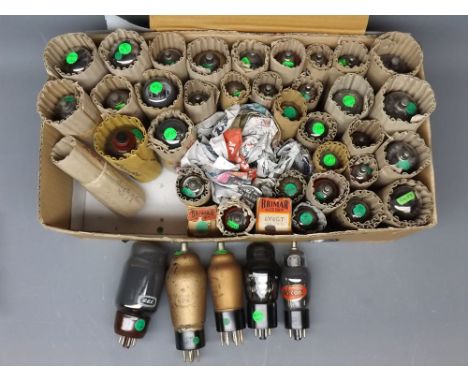 Box containing 41 vintage radio valves