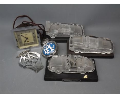 Etched glass model cars to include a Porsche, 356SC, a Ferrari Testarossa and further Lamborghini Countash together with an R