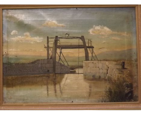 W G Key, signed oil on canvas, A Lock Gate, 14 x 20ins 