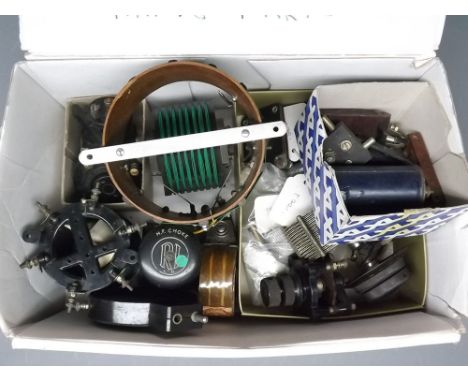 Box containing vintage 1920s/30s radio parts 