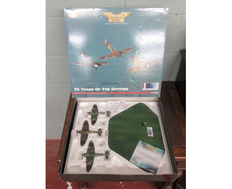 Corgi '70 Years of Spitfire' 3 piece collectors set with display plinth in original box