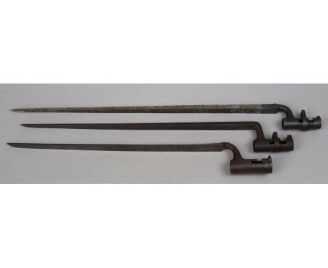 3 x 19thC. British army socket bayonets for Martini-Henry and Enfield rifles 