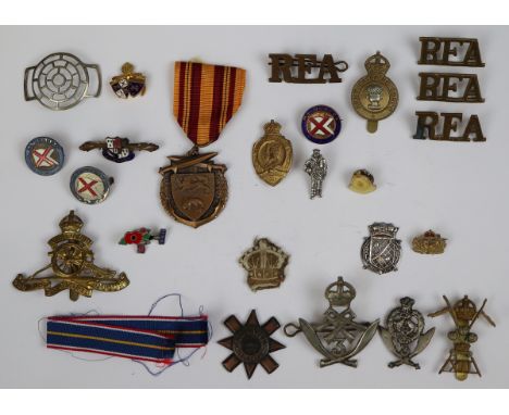 Collection of British 1939-45 army and navy badges, overseas service patches, Ashanti, 3rd and 5th Gurkha Regt, 12 Lancers an