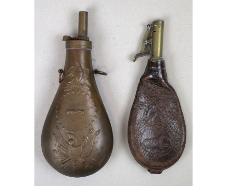 Powder flask together with a shot flask