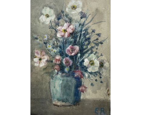 Elsie May Robson (nee Dawson) (British 1886-1971): Still Life of Flowers in a Vase, watercolour signed with initials, inscrib
