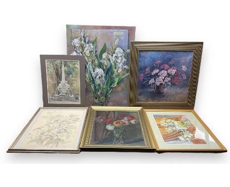 Collection of still life works to include Vivien M Edge, GB, Beryl Leslie etc (6)