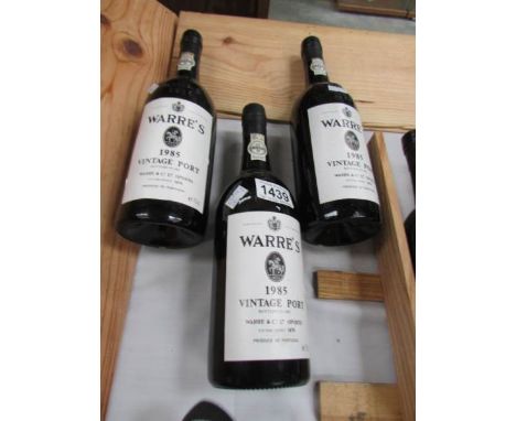 3 bottles of Warre's 1985 vintage port (bottles 1987)